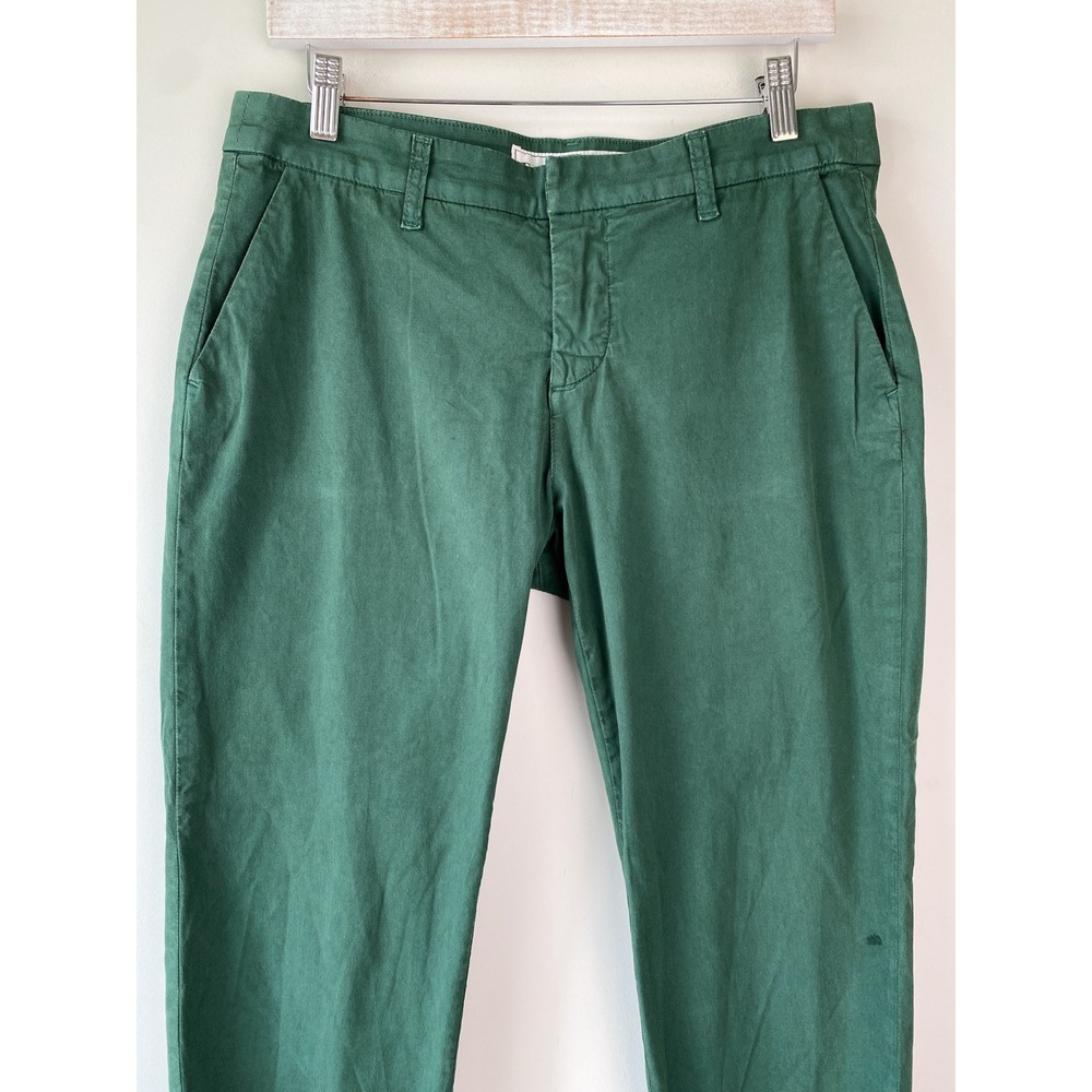 Frank & Eileen Womens Wicklow Chino Pants 8 Green Raw Hem Italian Cotton Classic - Picture 3 of 12